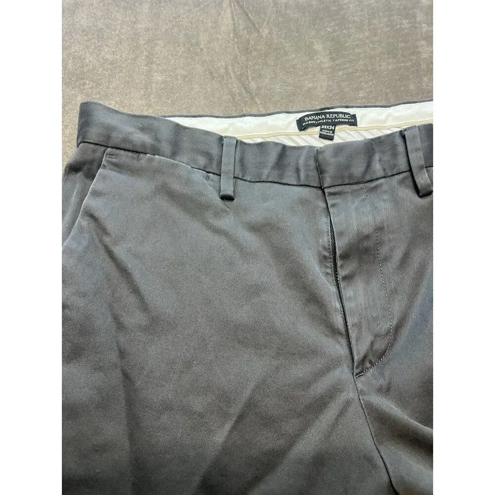 Banana Republic Pants‎ Mens 33x34 gray Mason Athletic Tapered Fit Stretch